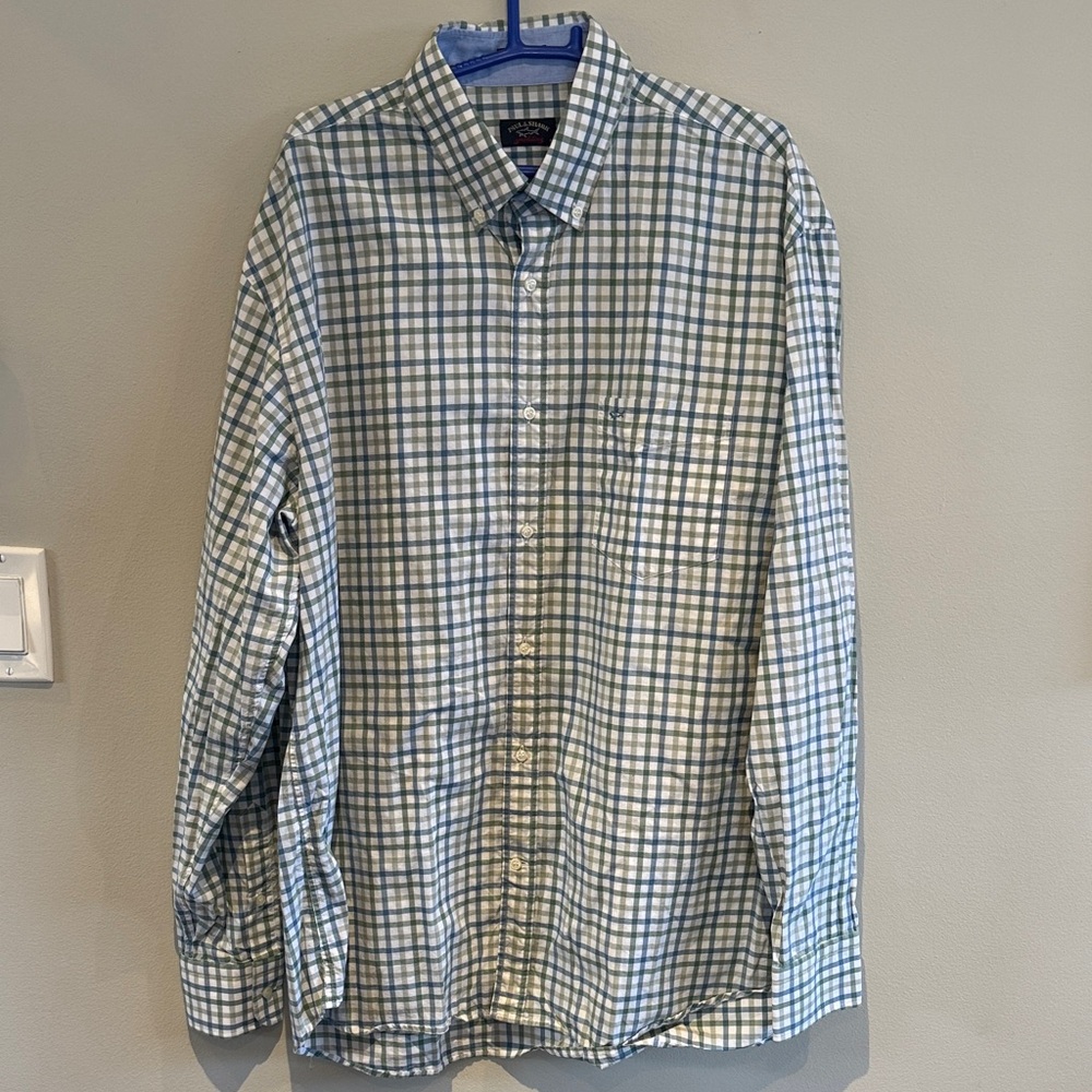 Paul & Shark Blue and White Plaid Shirt